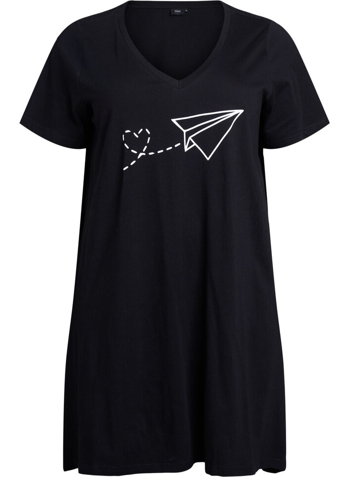 Organic cotton nightgown with v-neck, , Packshot image number 0