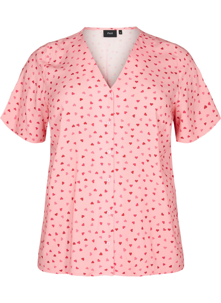 Printed viscose nightshirt, Rose, Packshot image number 0