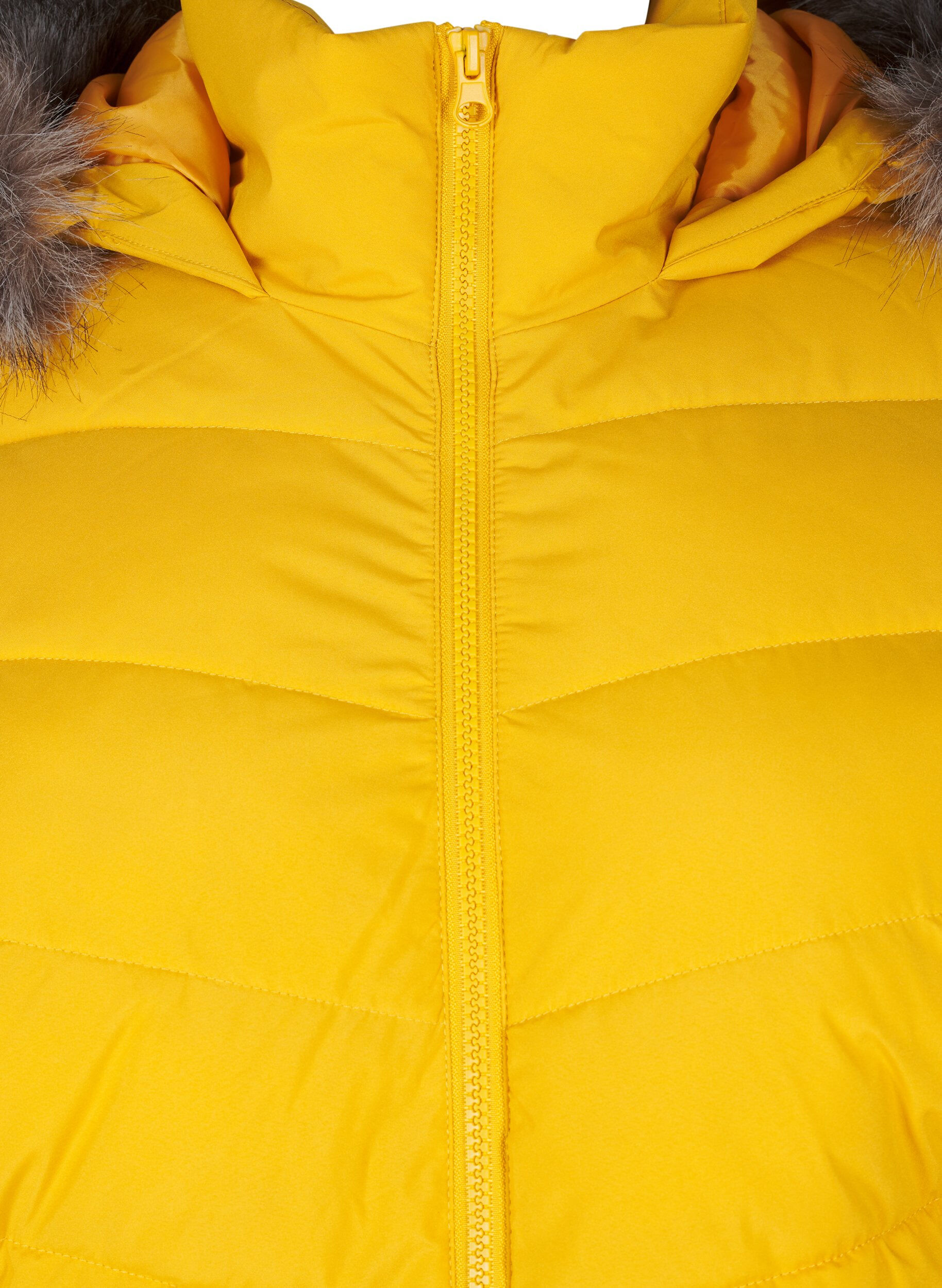Zizzifashion Short puffer jacket with hood, Yellow, Packshot image number 2