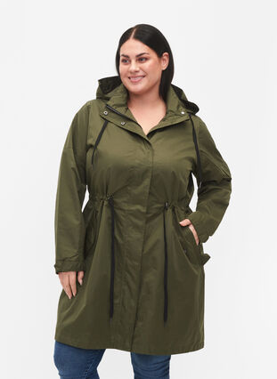 Waterproof parka with detachable hood, Forest Night, Model image number 0
