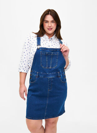 Overalls dress in denim - Blue - Sz. 40-64 - Zizzifashion Overalls dress in denim - Blue - Sz. 40-64 - Zizzifashion