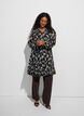Patterned dress with ruffles and long sleeves, Black, Model image number 1
