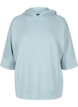 Hooded sweatshirt and 3/4 sleeves, Slate, Packshot image number 0