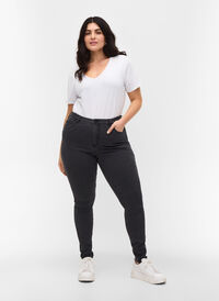 High-waisted super slim Amy jeans , Grey Denim, Model