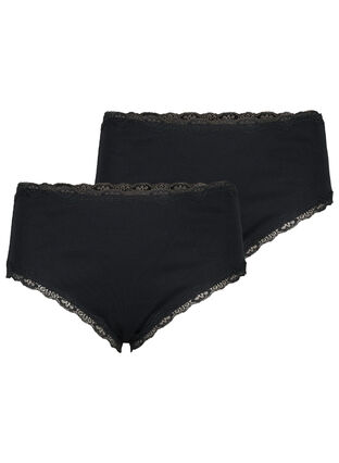 2-pack knickers with lace edge - Black - Sz. 42-60 - Zizzifashion
