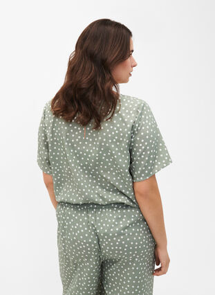 FLASH - Short sleeve blouse with print, Iceberg Green Dot, Model image number 1
