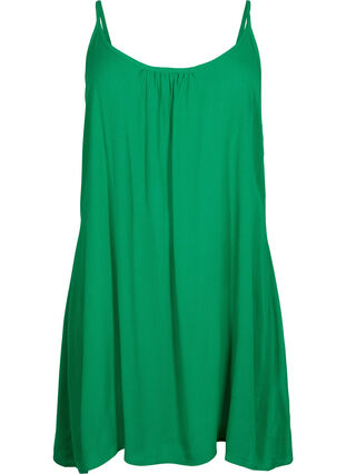 Solid colour strap dress in viscose, Jolly Green, Packshot image number 0