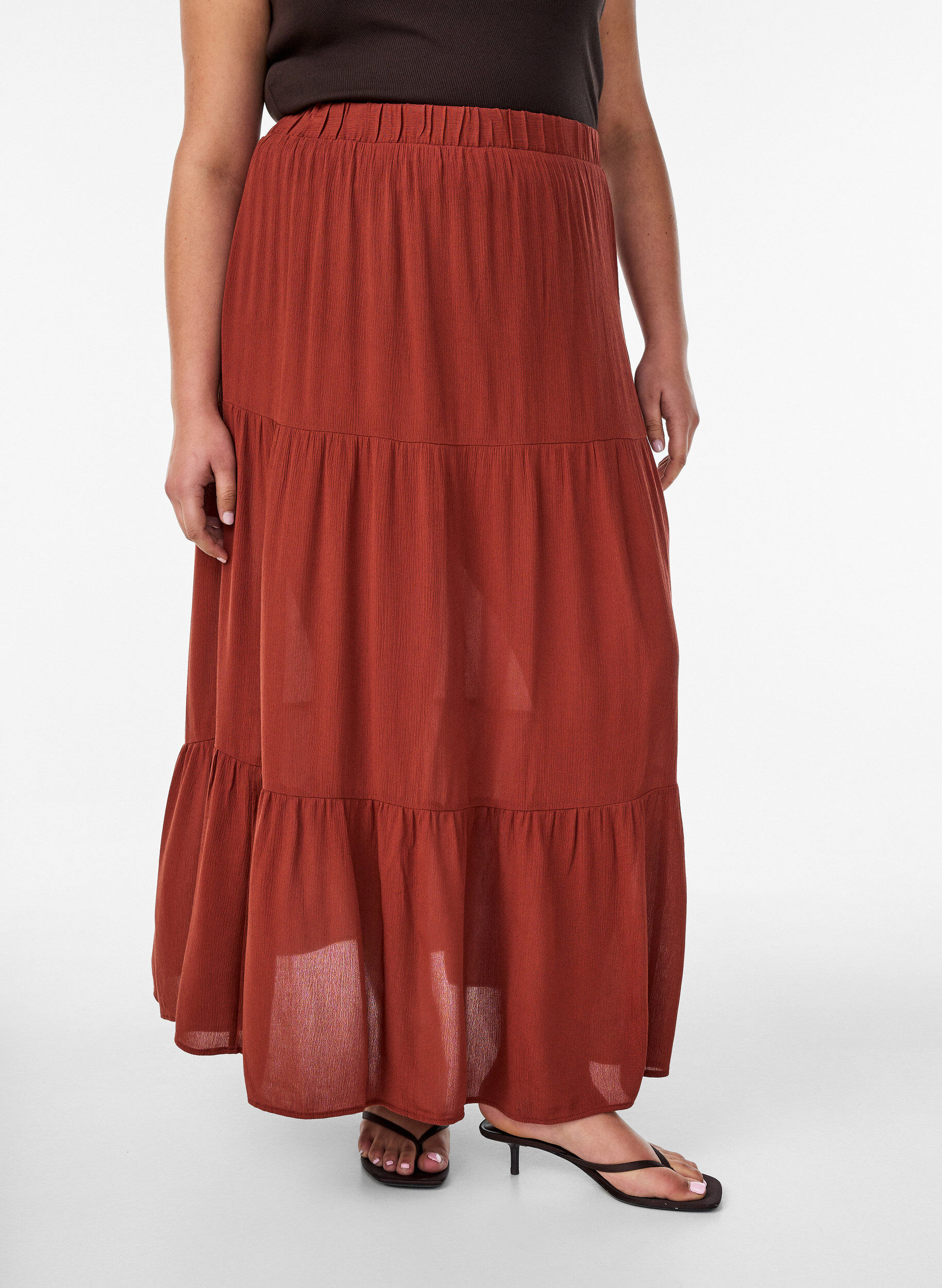 ZizzifashionLong skirt with elasticated waist, Red, Model image number 2