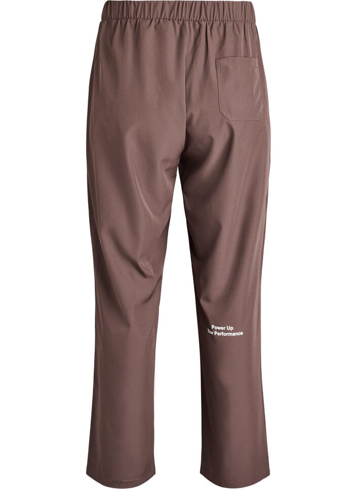 Sporty trousers with a high waist and straight legs, Brown, Packshot