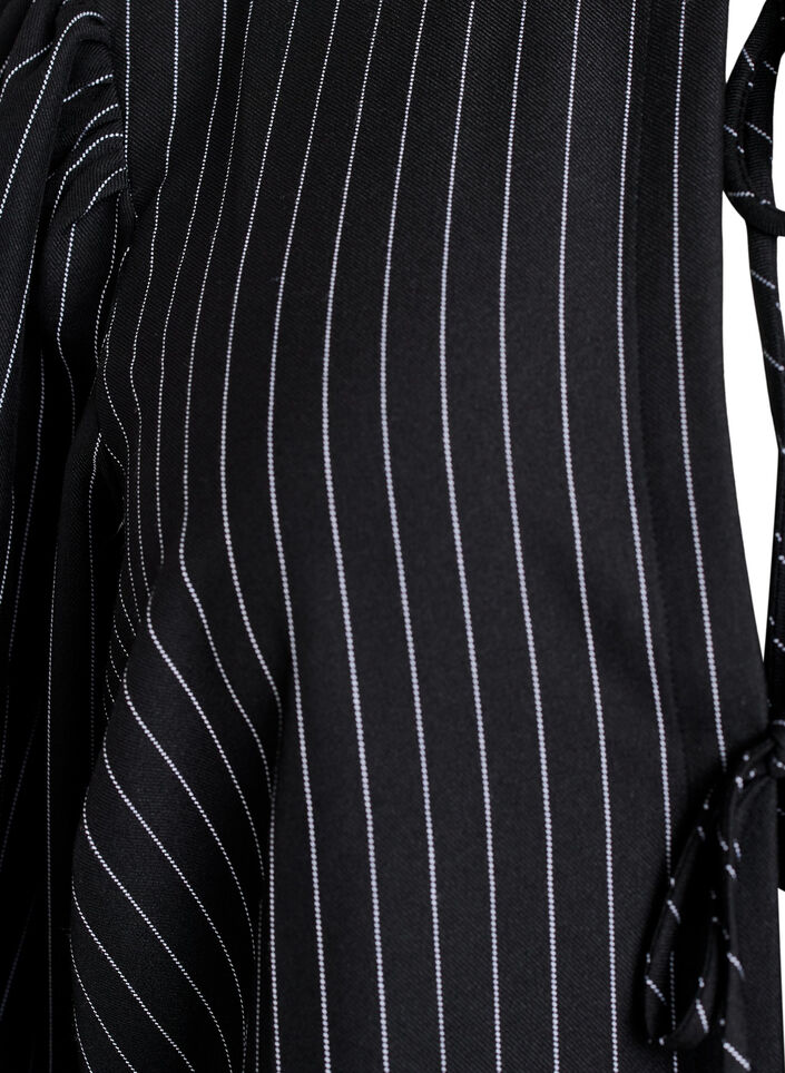 Blouse with pinstripes and tie strings, Black, Packshot image number 2