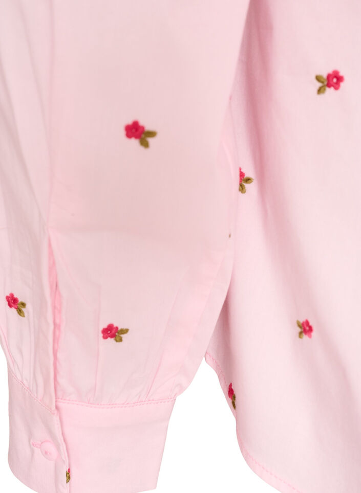 Shirt with embroidered flowers, Pink, Packshot image number 3