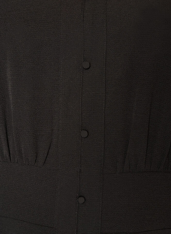 Midi dress with smock and decorative buttons, Black, Packshot image number 2
