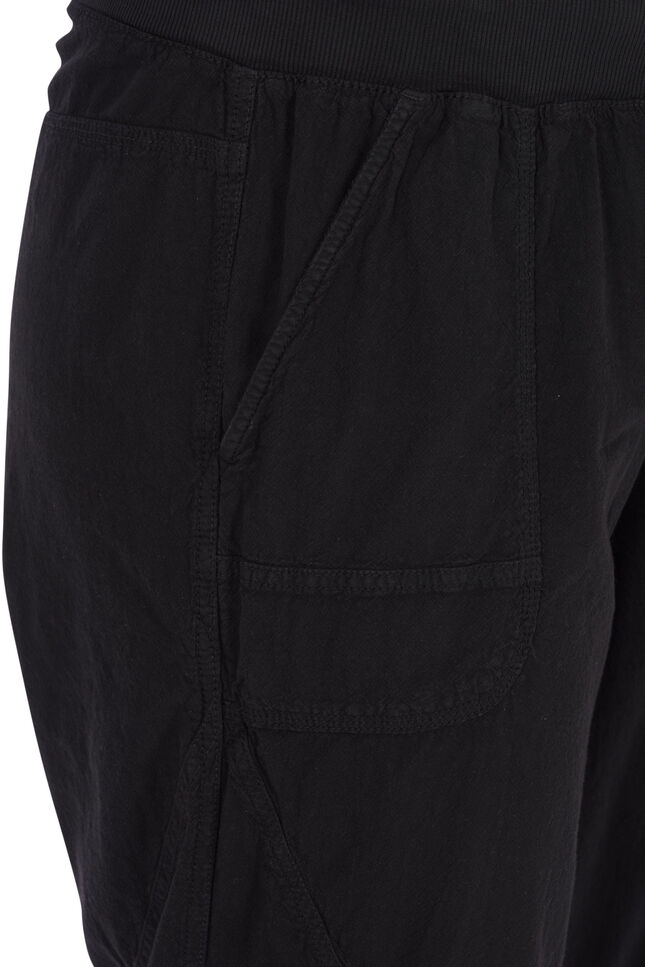 Loose cropped trousers in cotton, Black, Packshot image number 2