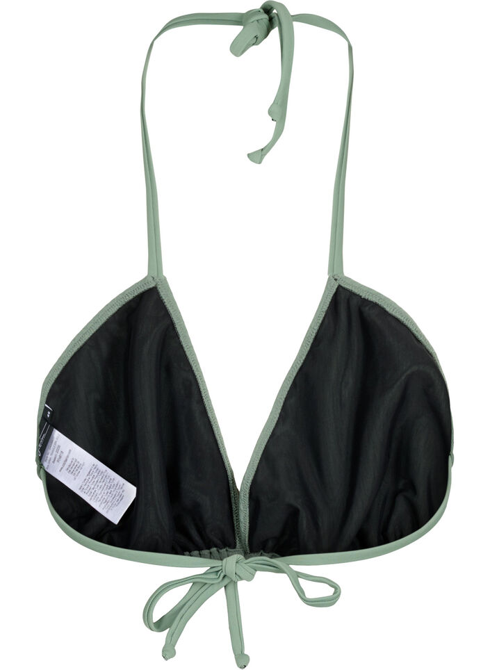 Triangle bikini bra with crepe texture, Green, Packshot image number 1