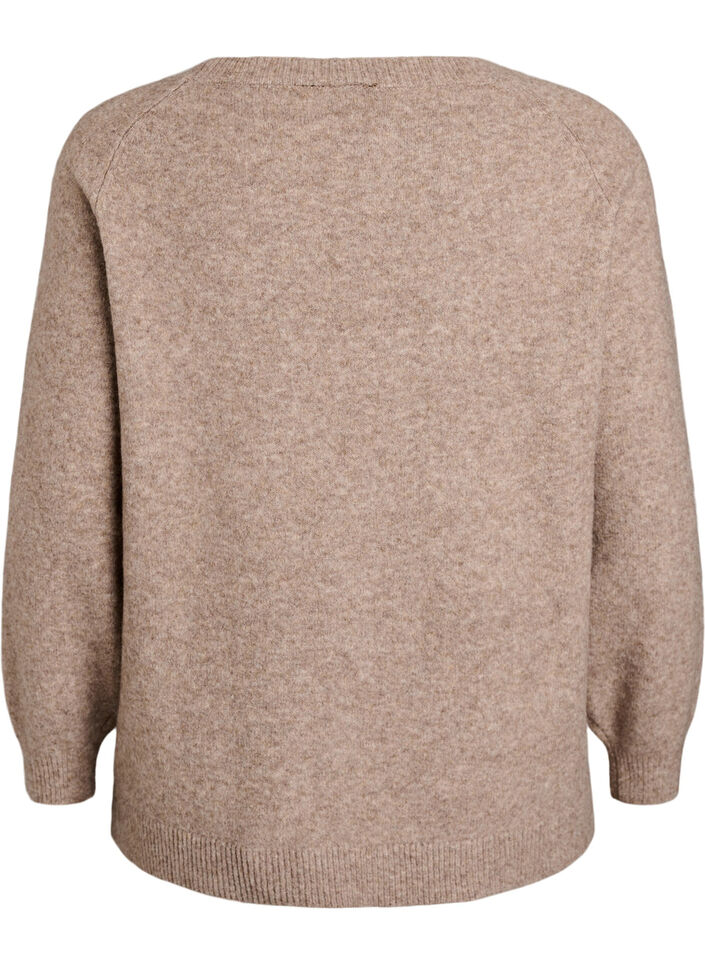 Knitted blouse with rhinestones and studs, Beige, Packshot image number 1