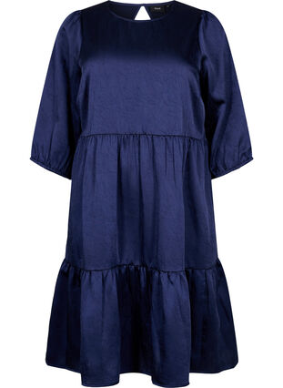 Dress with back detail and 3/4 sleeves, Maritime Blue, Packshot image number 0