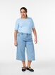 Pinstriped wide-leg culotte jeans, Light Blue, Model image number 0