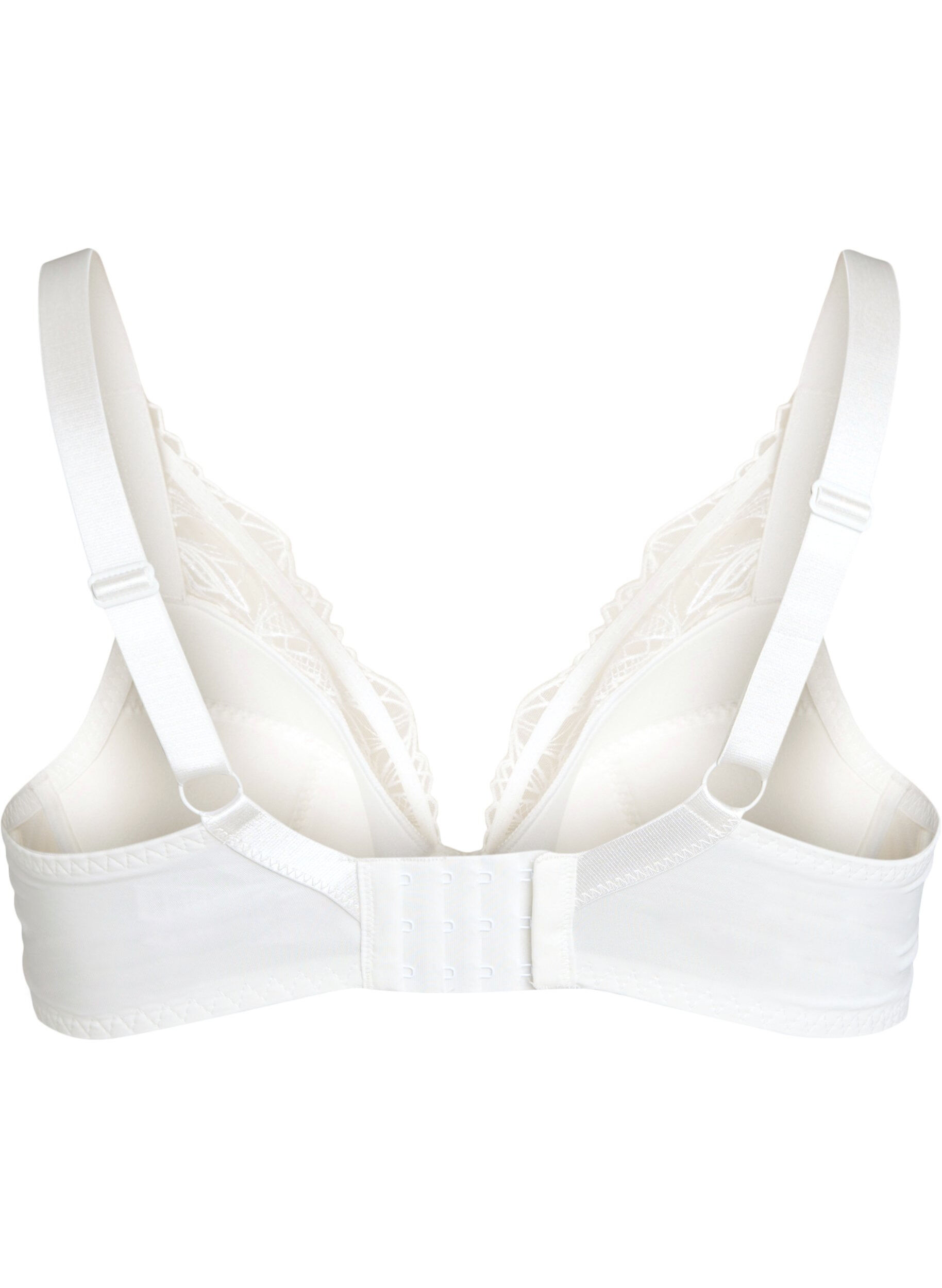 Padded lace bra with underwire - White - Sz. 85E-115H - Zizzifashion