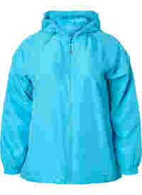 Short jacket with hood and adjustable bottom