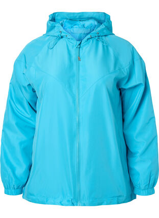 Short jacket with hood and adjustable bottom, River Blue, Packshot image number 0