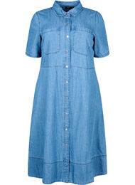 Denim shirt dress with short sleeves, Light Blue Denim, Packshot
