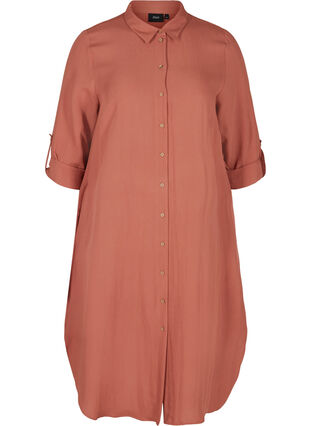 Long shirt dress in viscose, Copper Brown, Packshot image number 0