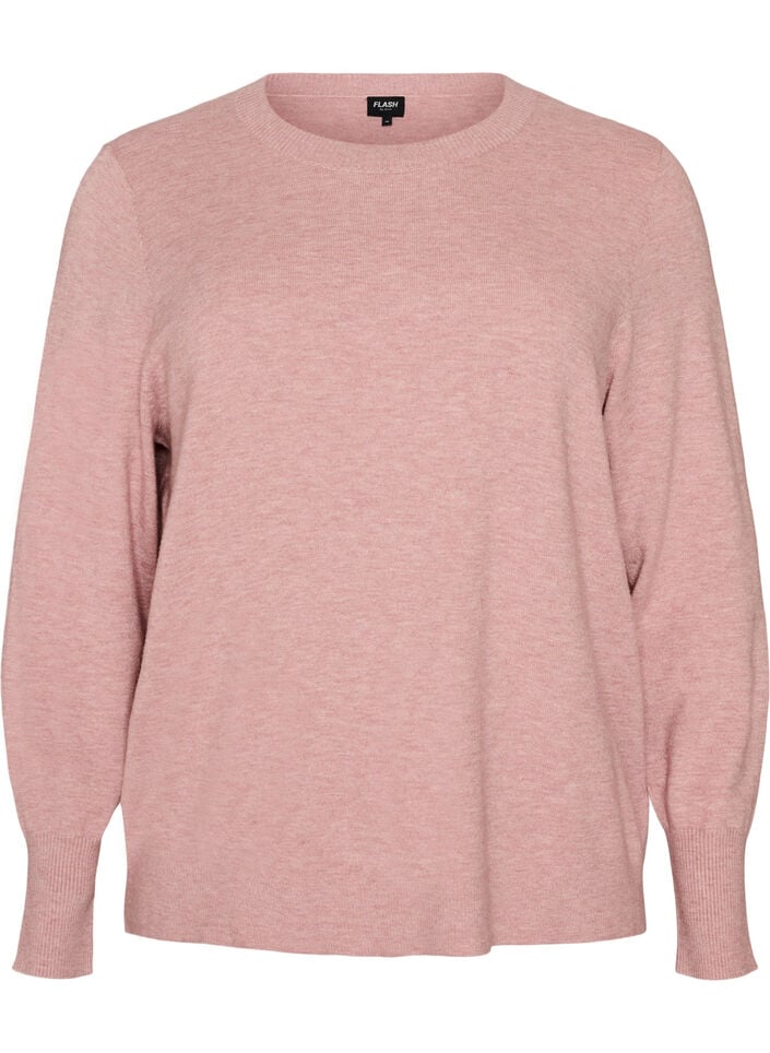 Knitted blouse with a round neck, Rose, Packshot image number 0