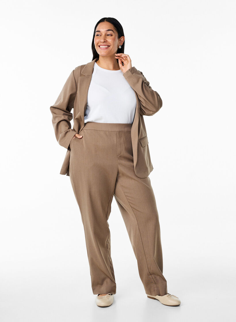 Loose trousers with high waist, Brown, Model image number 0