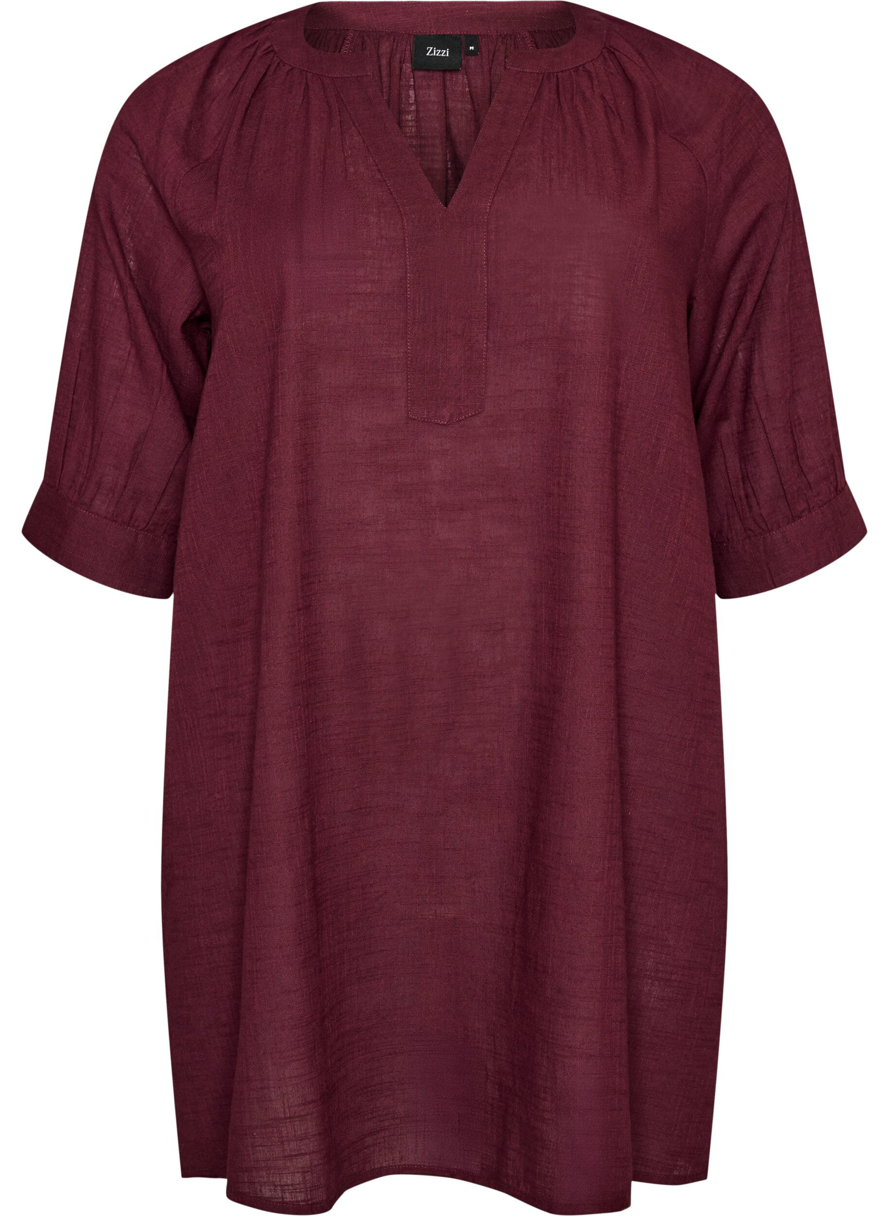 Cotton tunic with a V-neck