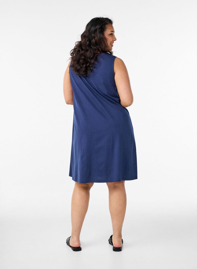 Sleeveless A-line dress, Blue, Model image number 2