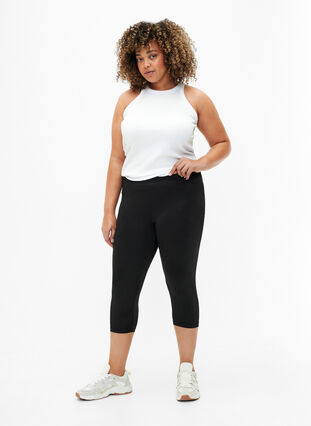 2-pack leggings with 3/4 length, Black / Black, Model image number 2