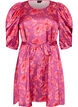 Floral dress with puff sleeves and tie-belt, Pink, Packshot image number 0