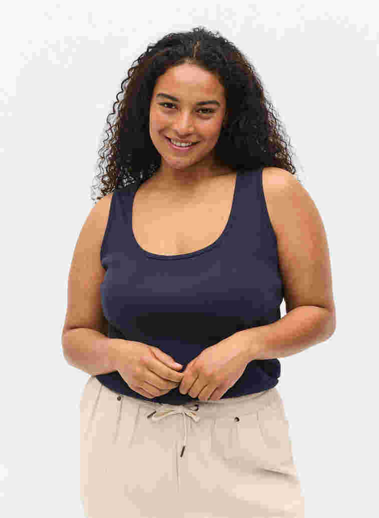 2-pack basic tank top with rib, Navy B/Dubarry, Model image number 0