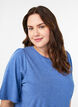 T-shirt with glitter and short puff sleeves, Blue, Model image number 3