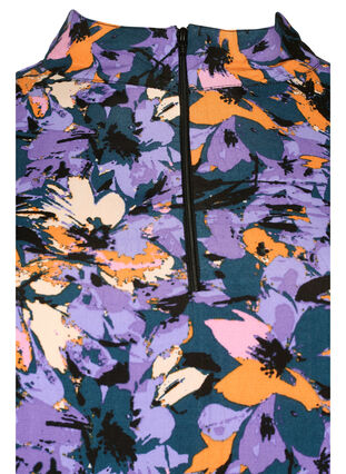 Floral viscose tunica with zipper, Purple Flower AOP, Packshot image number 2