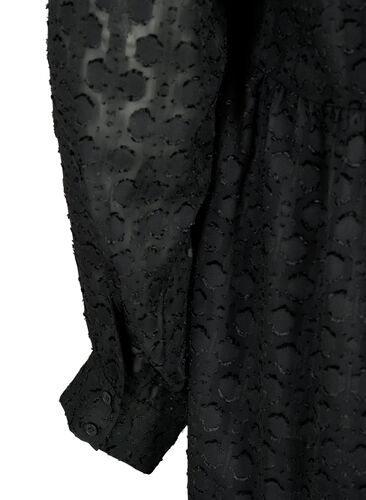 Jacquard dress with ruffle collar, Black, Packshot image number 3