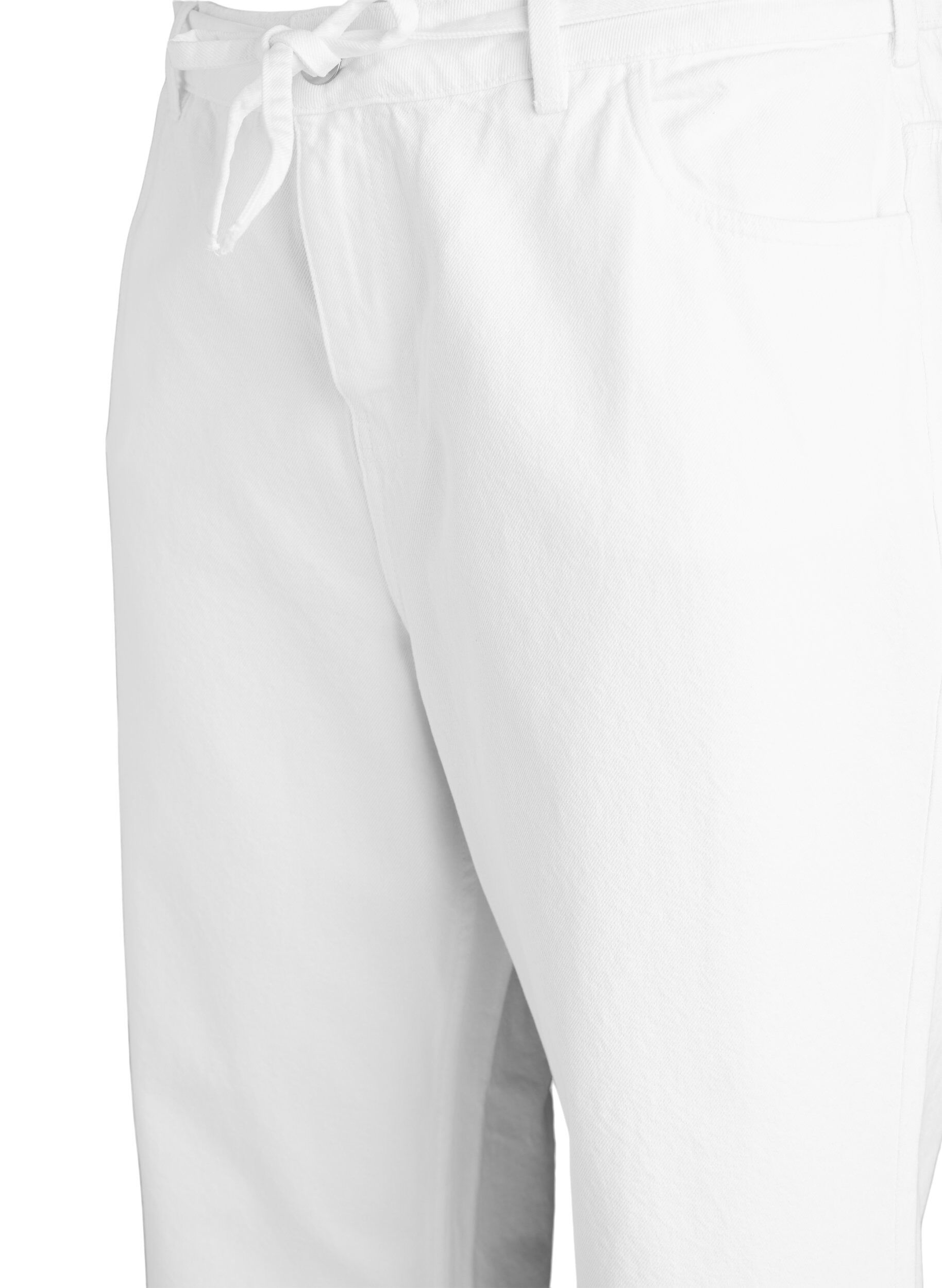 Zizzifashion Straight fit jeans with a tie belt, White, Packshot image number 2