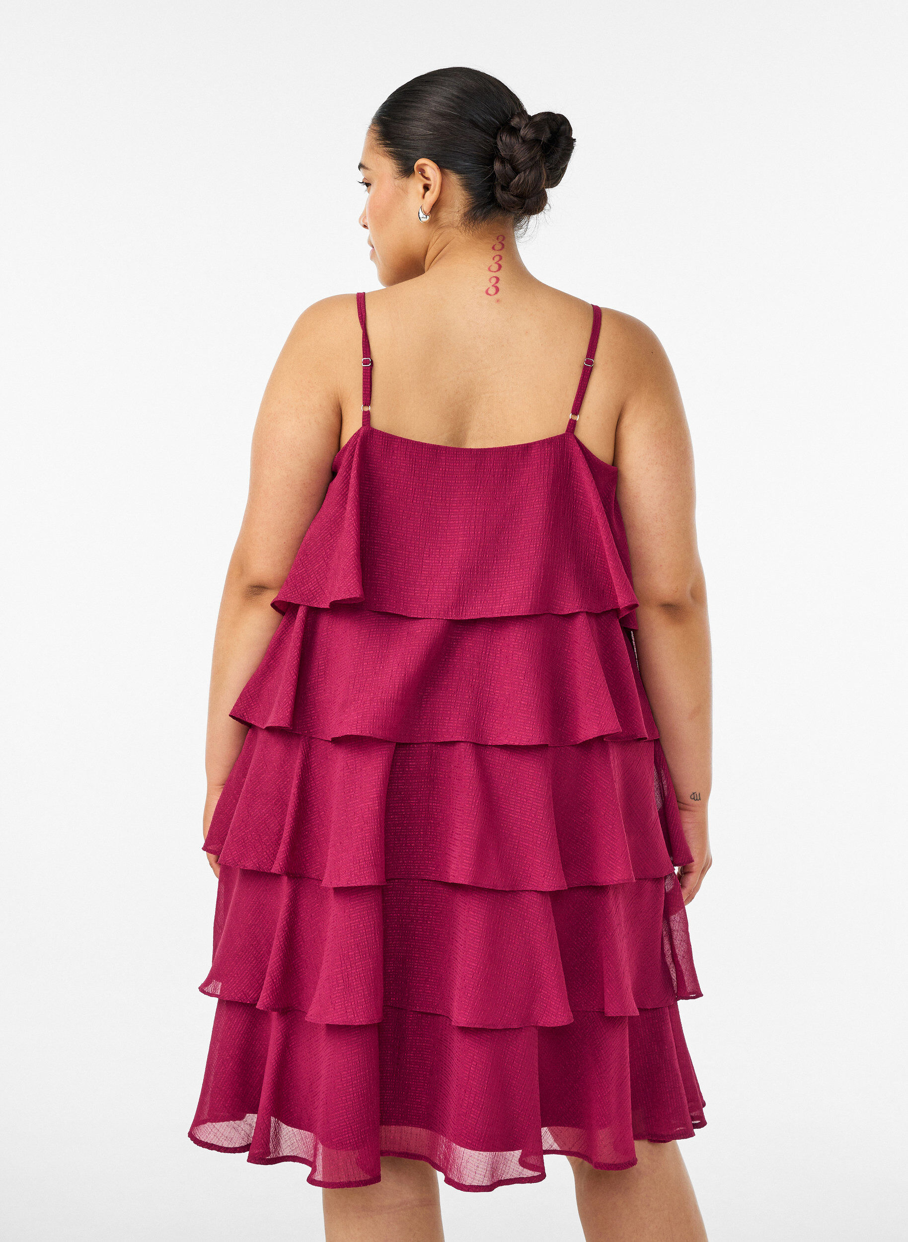 ZizzifashionLayered dress with ruffles and spaghetti straps, Red, Model image number 2