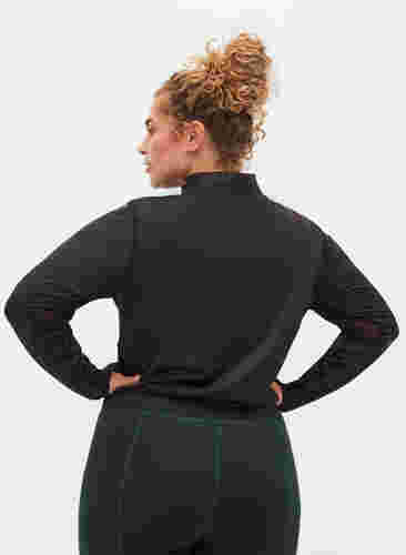High neck exercise top with zip, Black, Model image number 1
