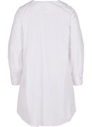 Long cotton shirt with big collar, Bright White, Packshot image number 1