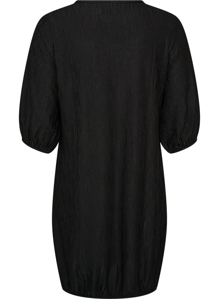 Dress with a balloon shape and structure, Black, Packshot image number 1
