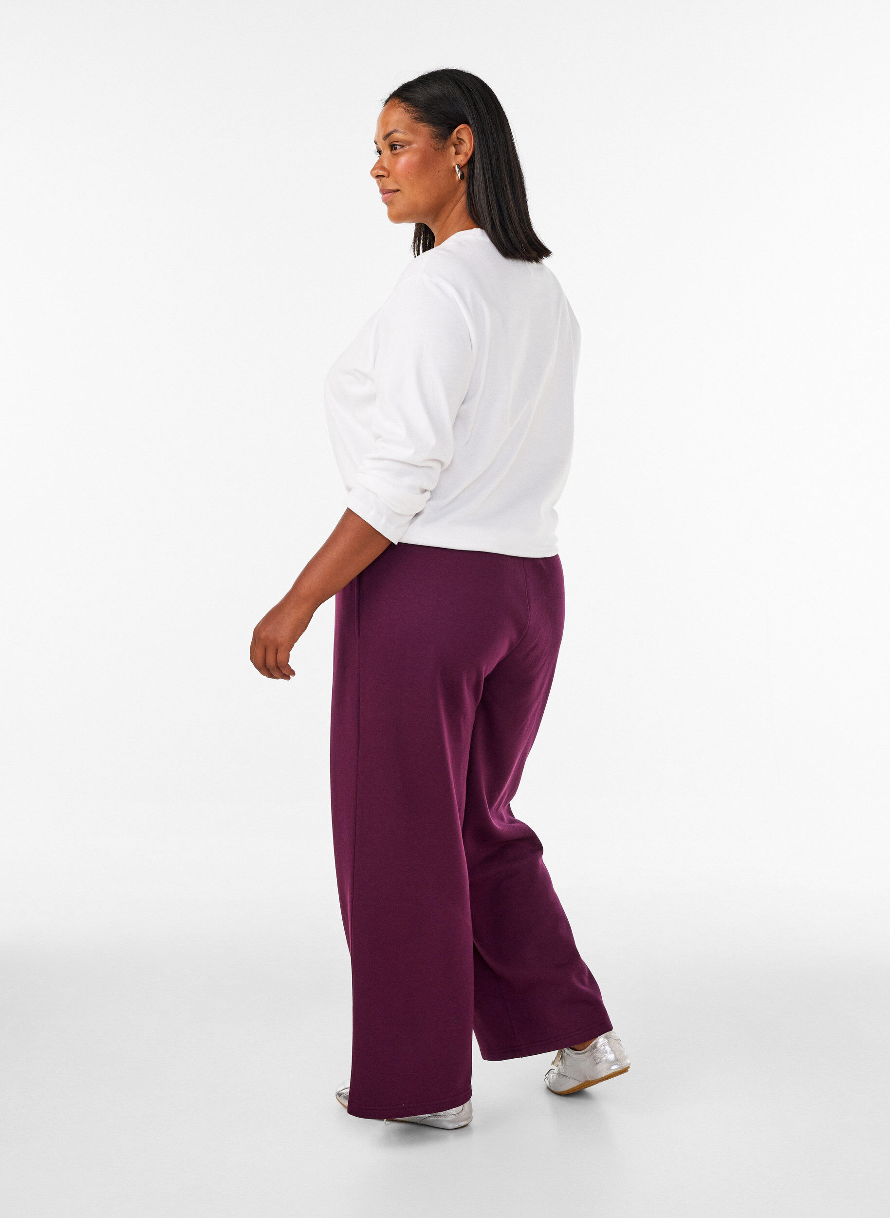 ZizzifashionHigh-waisted sweatpants with wide legs, Purple, Model image number 1