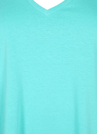 Short sleeve t-shirt with v-neckline, Turquoise, Packshot image number 2