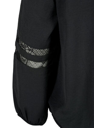 Long-sleeved blouse with lace, Black, Packshot image number 3