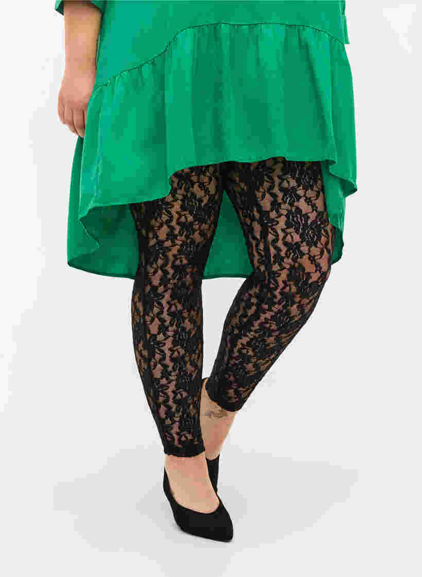 Lace leggings, Black, Model image number 2