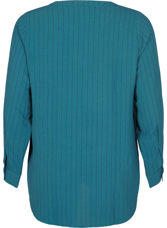 FLASH - Pinstripe shirt blouse, Green, Packshot image number 1