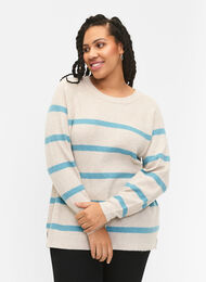 Rib-knit sweater with stripes, P.Stone/Reef W.Mel., Model