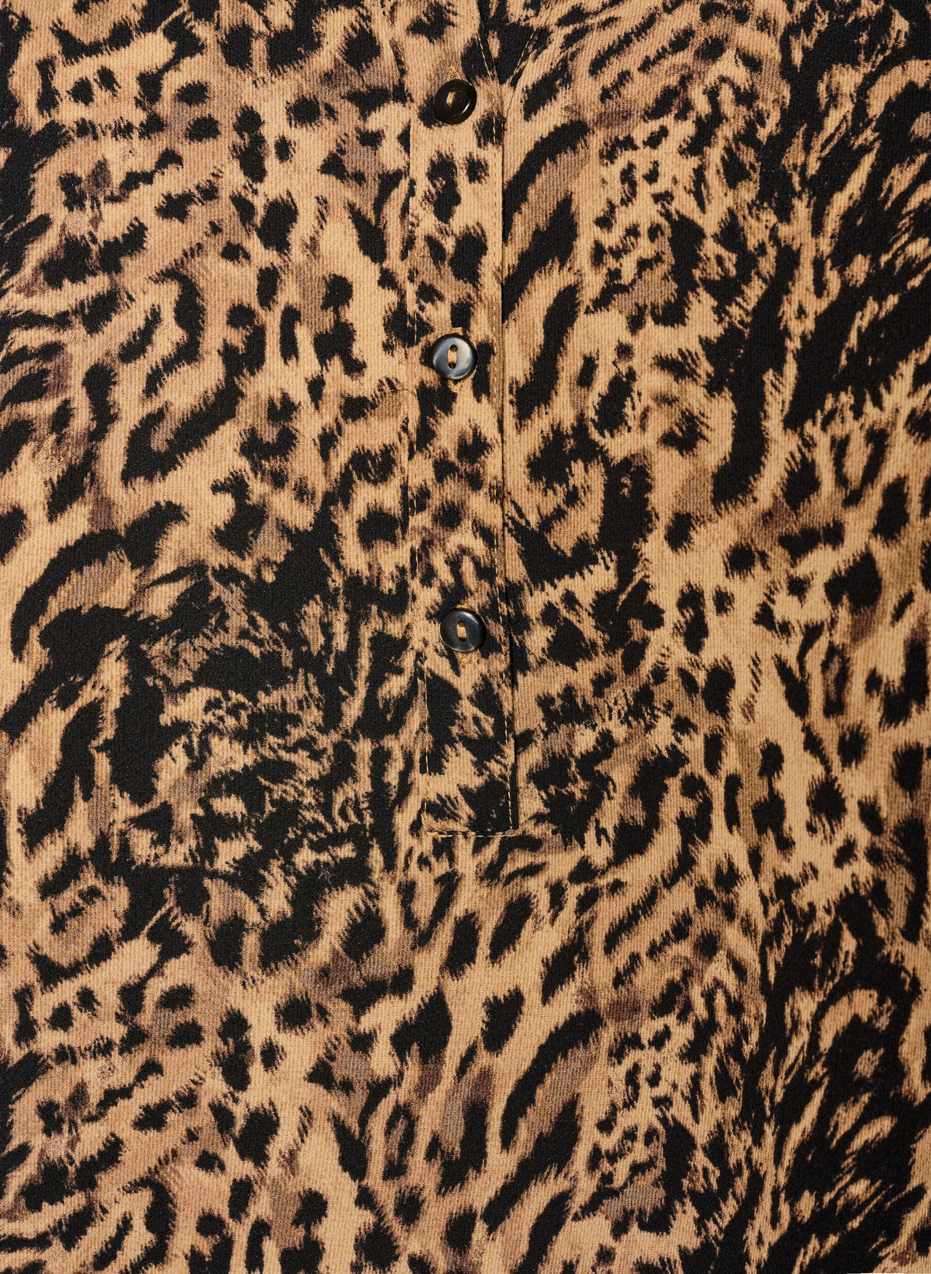 Zizzifashion Blouse with short sleeves and v-neck, Brown, Packshot image number 2