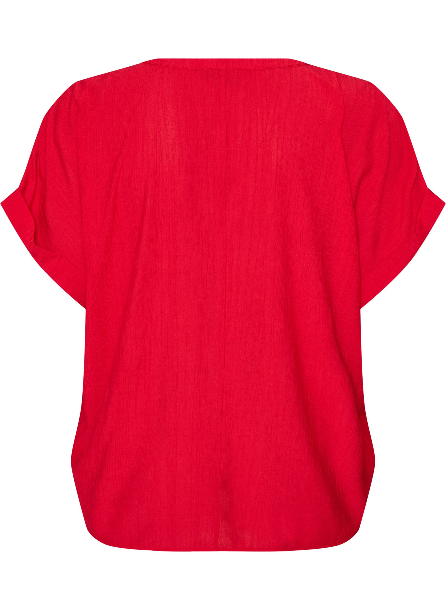 ZizzifashionViscose blouse with buttons and texture, Red, Packshot image number 1