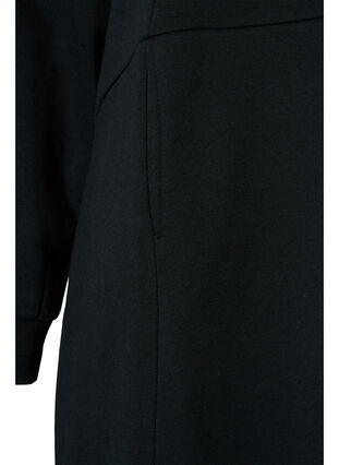 Long sweatshirt with hood and pockets, Black, Packshot image number 3